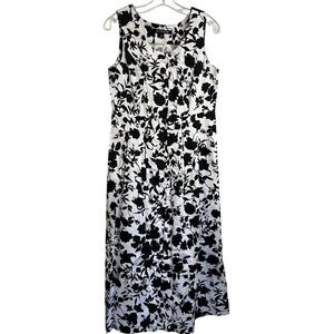 JG Hook Black White Floral Sleeveless Maxi Dress Women's Size 6